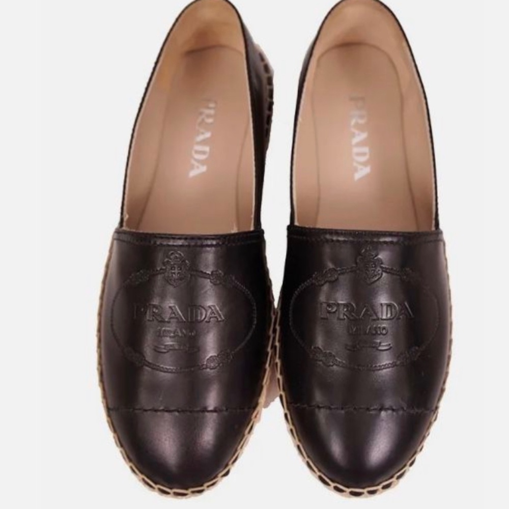 Prada women black flats espadrilles